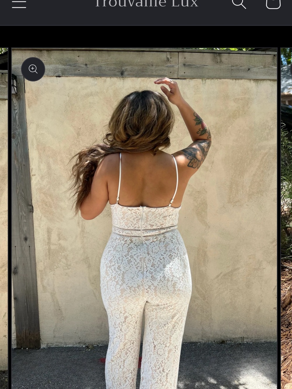 Lace Spaghetti-Strap Jumpsuit Dress in White